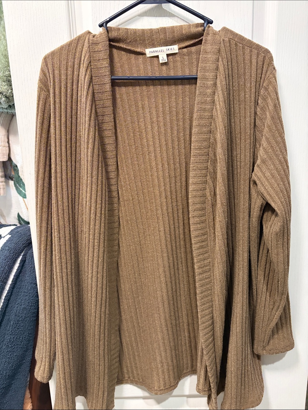 Women's Ribbed Open-Front Cardigan - Brown
